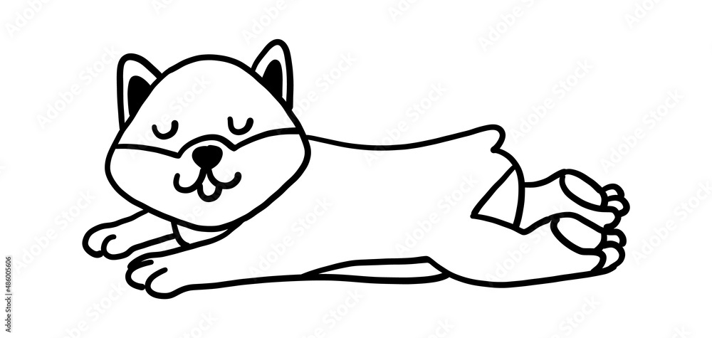 Cute handdrawn dog. Funny doodle puppy. Vector cute cartoon illustration