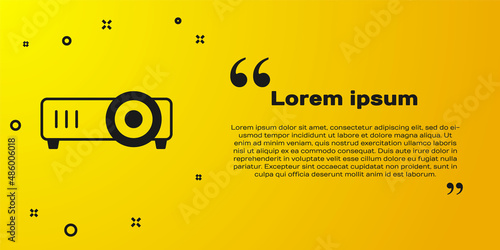Black Presentation, movie, film, media projector icon isolated on yellow background. Vector
