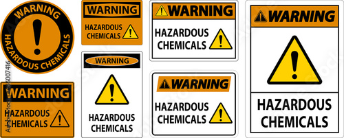 Warning Hazardous Chemicals Sign On White Background