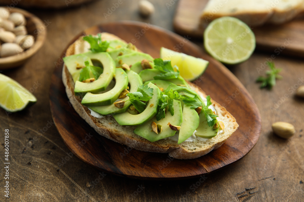 Healthy homemade avocado toast on a plate Healthy homemade avocado toast on a plate