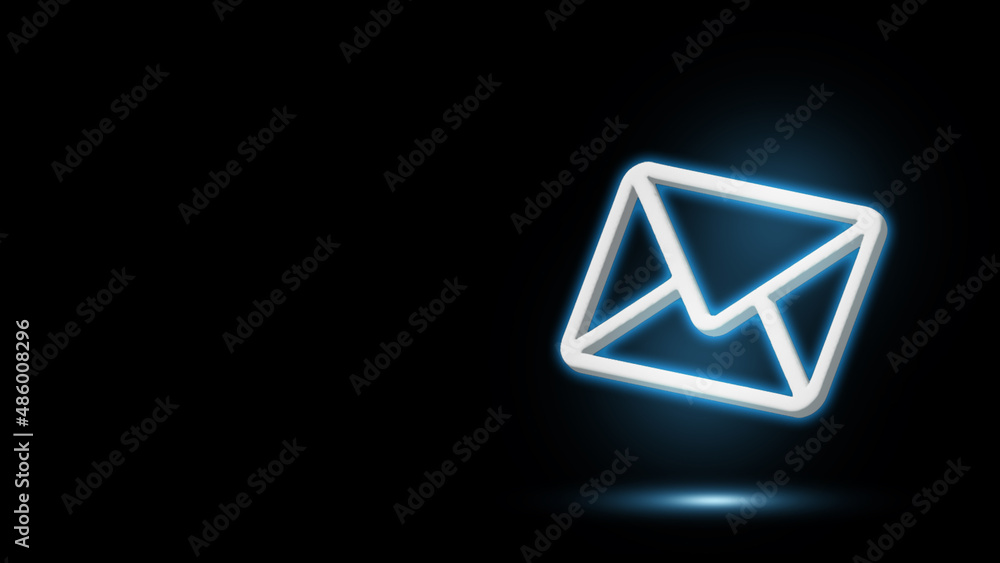 3d icon mail. Creative symbol mail on black backgrounds. Neon mail with light effects 3d icon mail. Creative symbol mail on black backgrounds. Neon mail with light effects