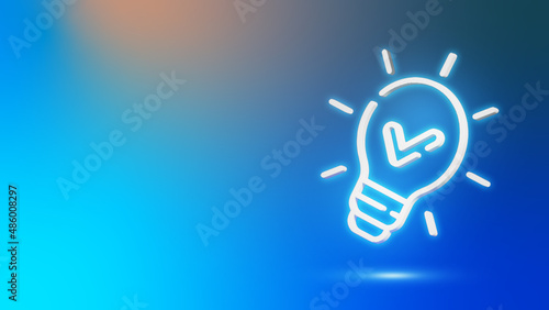 Creative idea icon. Symbol of yes creativity on abstract background.  Brain in a bulb. Amazing idea logo. 