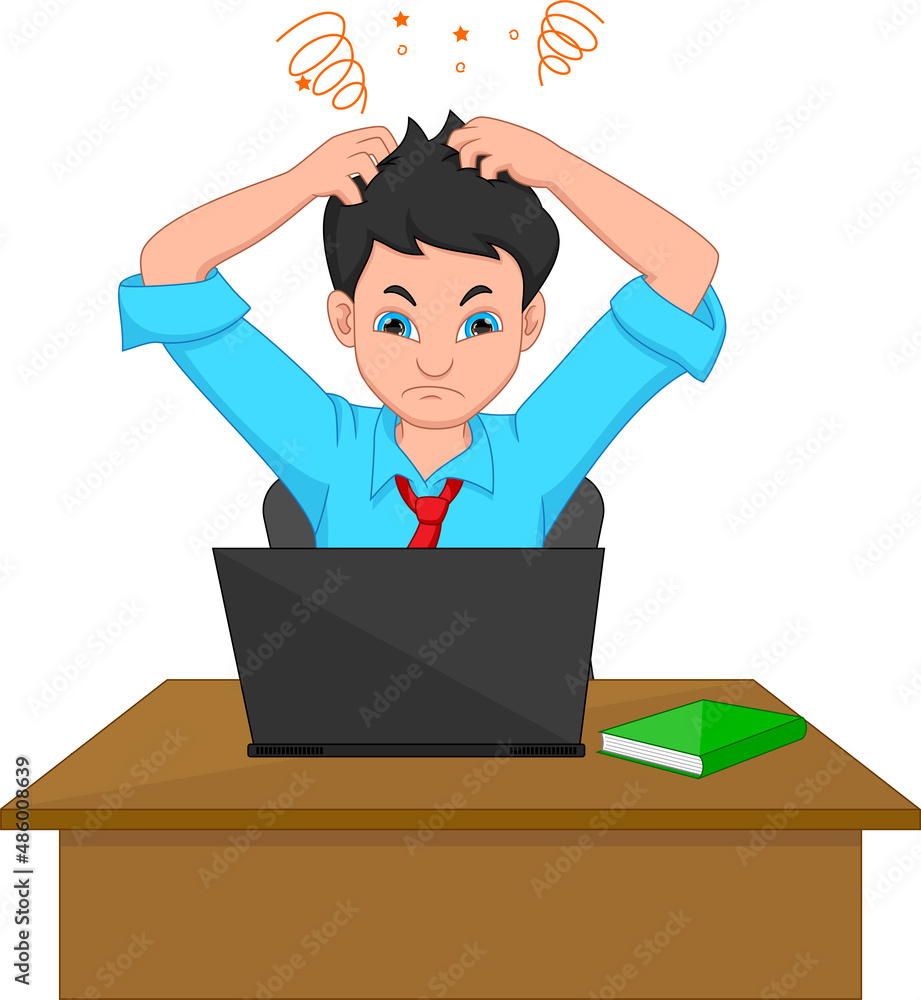 dizzy worker holding head cartoon dizzy worker holding head cartoon