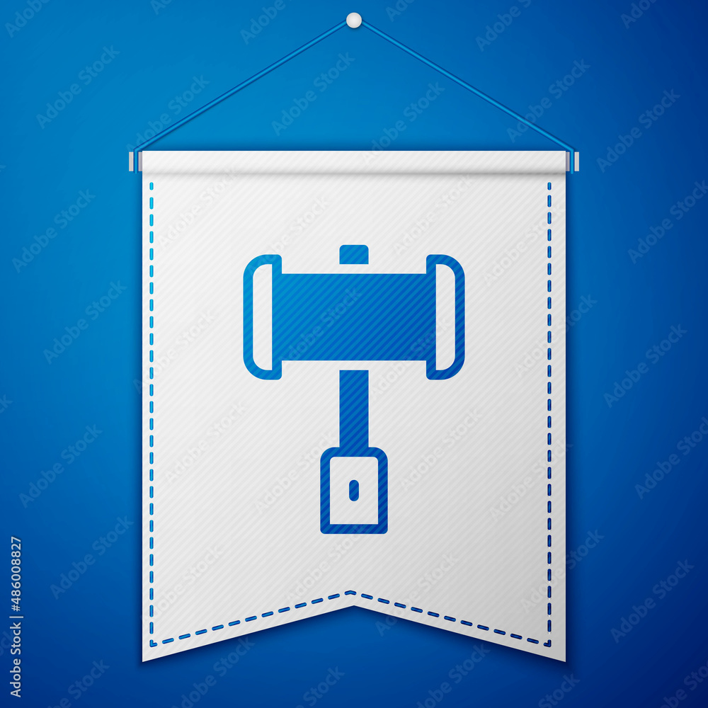 Blue Medieval battle hammer icon isolated on blue background. White pennant template. Vector Blue Medieval battle hammer icon isolated on blue background. White pennant template. Vector