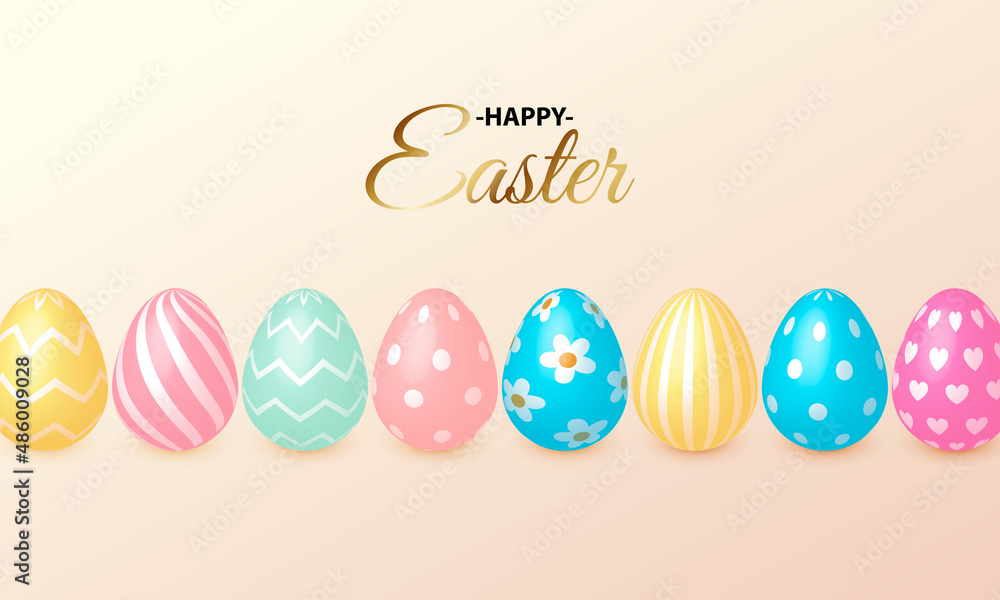 Minimal design Easter eggs decoration background. Holiday greeting vector design