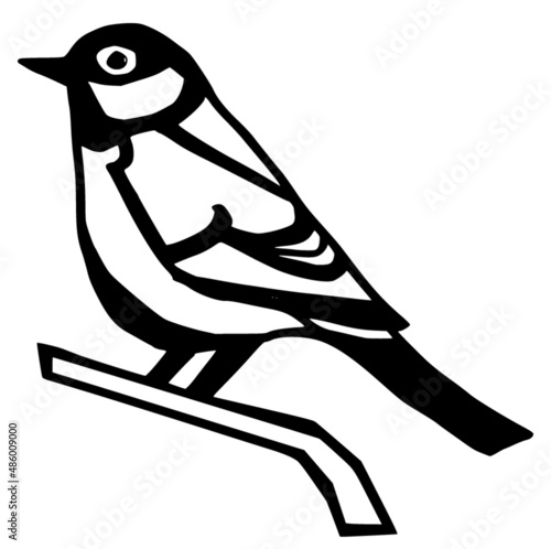 Great tit (Parus caeruleus) isolated on a white background. Illustratie koolmees.