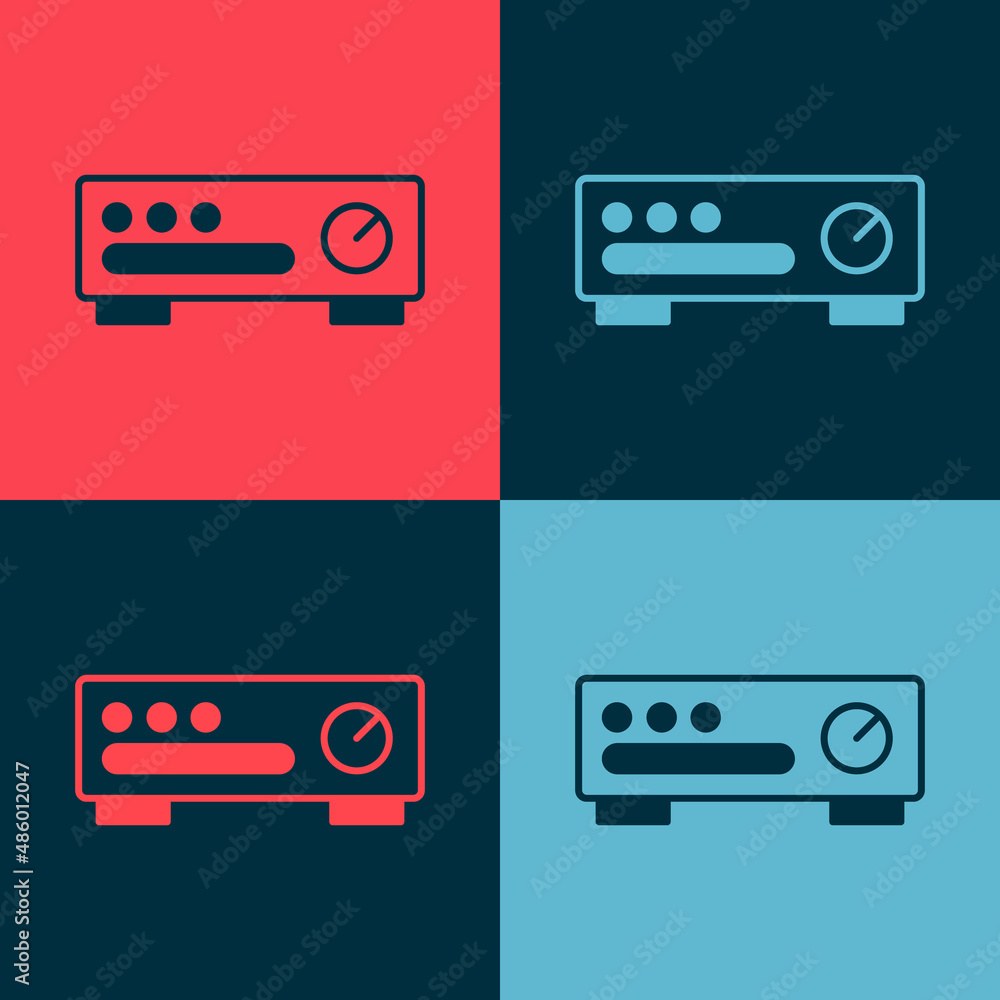 Pop art Sound mixer controller icon isolated on color background. Dj equipment slider buttons. Mixing console. Vector Pop art Sound mixer controller icon isolated on color background. Dj equipment slider buttons. Mixing console. Vector