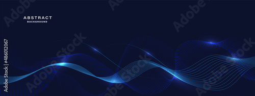 Abstract blue background with flowing lines. Dynamic waves. vector illustration.