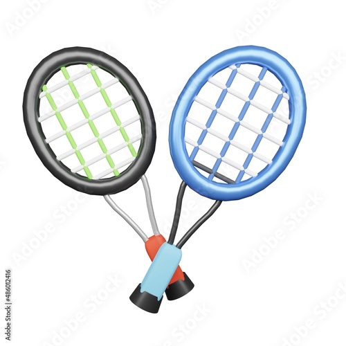 3d render tennis racket © rflyart