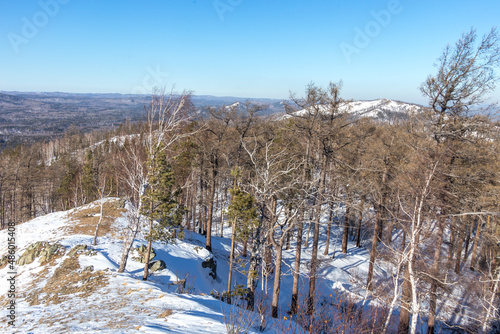 Winter landscape. Sugomak mountain, Chelyabinsk region, South Ural, Russia. photo