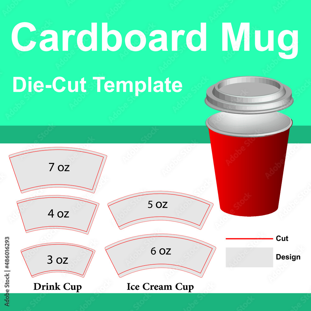 Cardboard mug Box with DieCut Template . ice cream cup . drink cup 素材庫