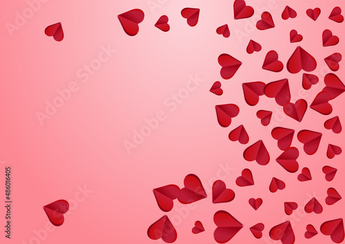 Fototapeta Naklejka Na Ścianę i Meble -  Red Hearts Vector Pink  Backgound. Happy Papercut