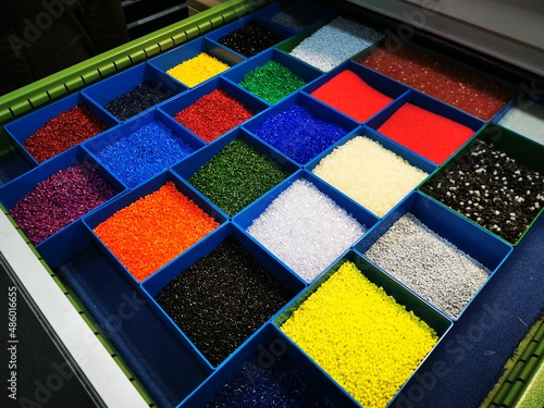 Plastic granules, pellets, colorful