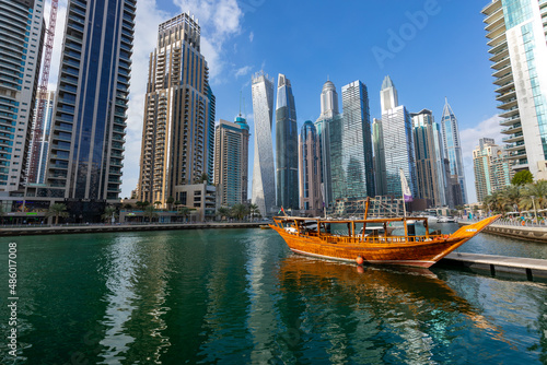 Modern skyscrapers of Dubai Marina, United Arab Emirates.