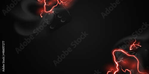 3D Rendering Casino Background Design Vector illustration of colorful casino poker chips in dark background.
