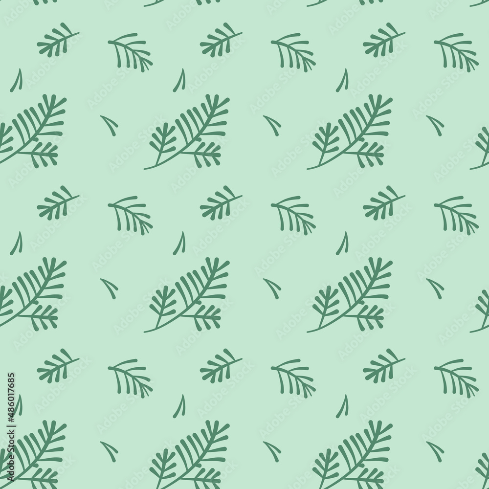 seamless pattern with cartoon spruce twigs, vector pattern