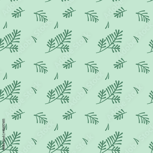 seamless pattern with cartoon spruce twigs, vector pattern