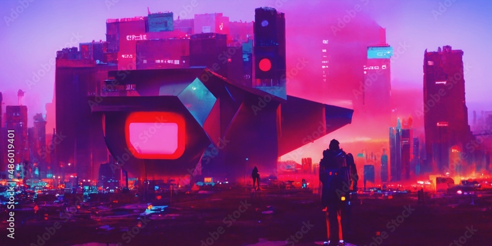 Premium Photo  Cyberpunk industrial abstract future wallpaper futuristic  concept pink evening urban landscape 3d illustration