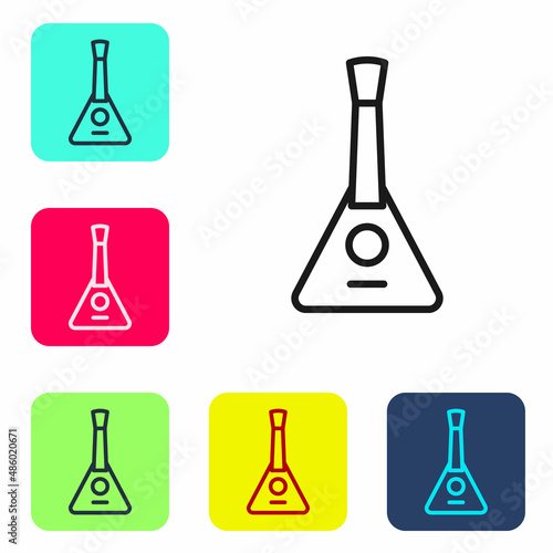 Black line Musical instrument balalaika icon isolated on white background. Set icons in color square buttons. Vector