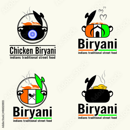 chicken biryani logo vector - indian street food - traditional culinary - business mascot brand