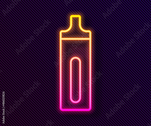 Glowing neon line Electronic cigarette icon isolated on black background. Vape smoking tool. Vaporizer Device. Vector
