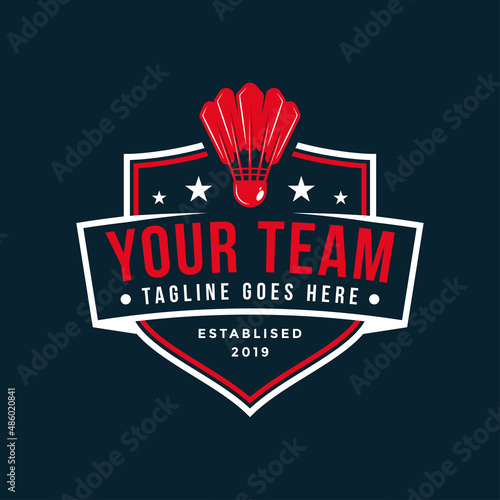 emblem patch badminton sport logo template