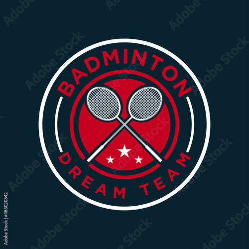 emblem patch badminton sport logo template