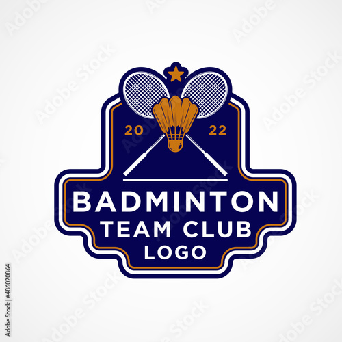 emblem patch badminton sport logo template