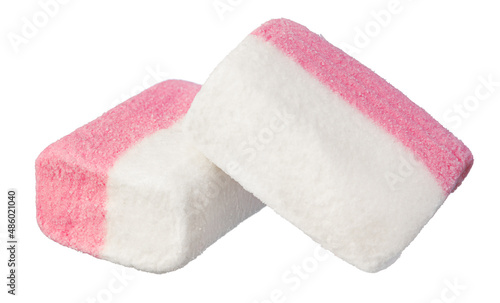 Pink and white marshmallow sweets isolated on white