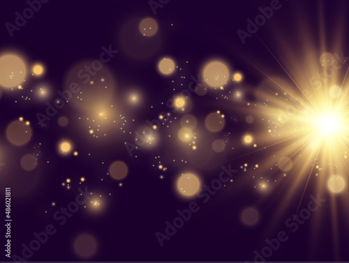 Bright beautiful golden sparks on a  background.  © Olga