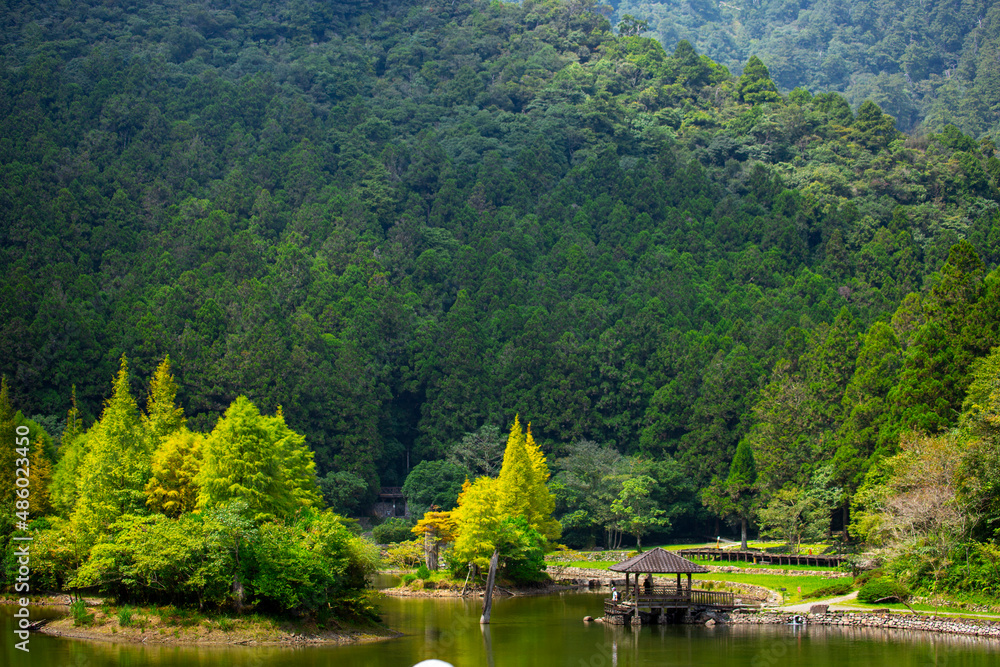 Fototapeta premium Taiwan, Yilan County, forest, mountain lake, Mingchi, famous, tourist attraction