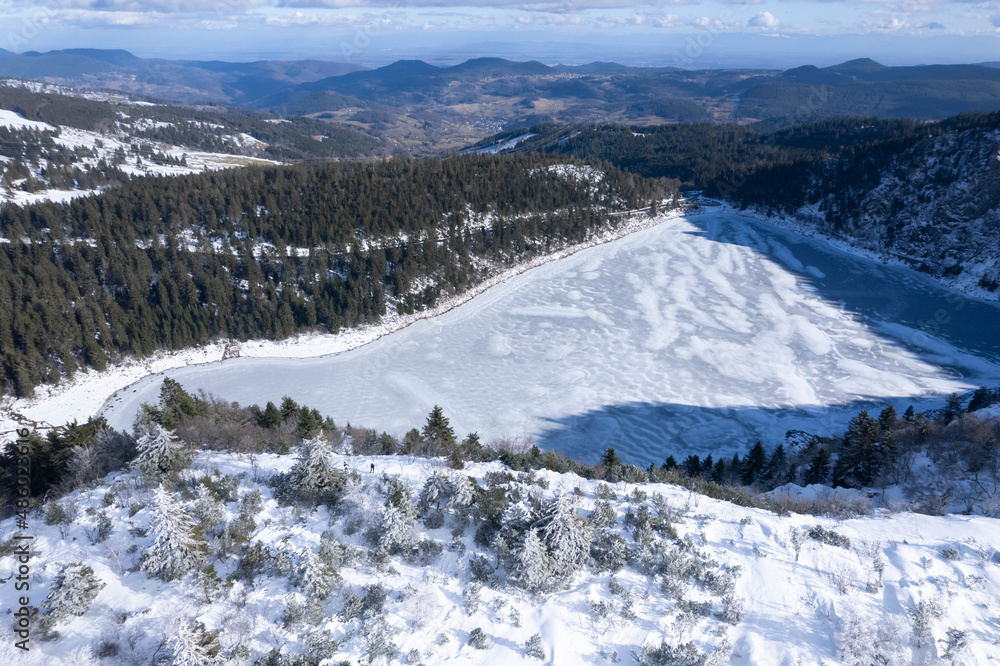 Panorama du lac blanc en hivers - Vosges alsace - France