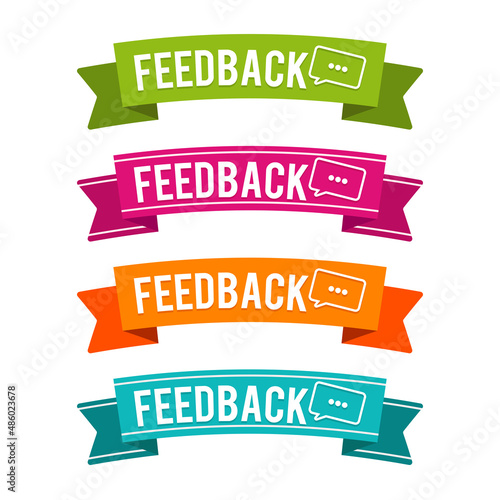 Colorful Feedback ribbons on white background.
