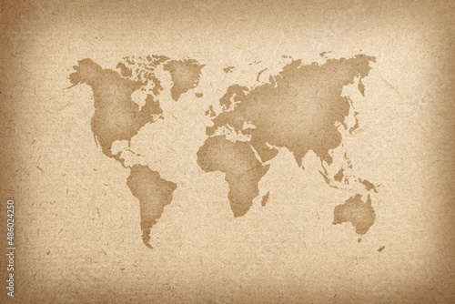 Fototapeta Naklejka Na Ścianę i Meble -  World map on an old paper texture background with space for text wind sea marine navigation. 