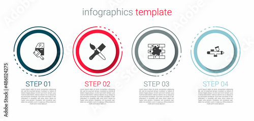 Set Car painting, Paint brush, Painting the house and spray gun. Business infographic template. Vector
