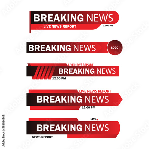 Breaking news tag set vector