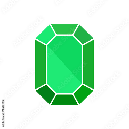 Emerald gem flat vector icon
