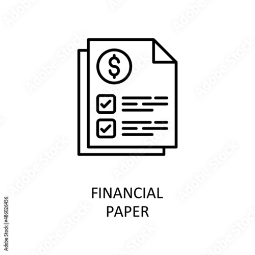 Financial Paper Vector Outline Icon Design illustration. Banking and Payment Symbol on White background EPS 10 File