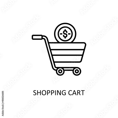 Shopping Cart Vector Outline Icon Design illustration. Banking and Payment Symbol on White background EPS 10 File © Designer`s Circle 