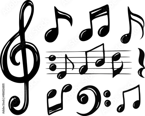Hand drawn music notes, vector illustration