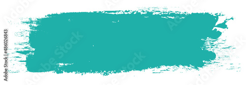 Turquoise brush stroke isolated on white background. Trendy brush stroke vector for ink paint, grunge backdrop, dirt banner, watercolor design and dirty texture. Brush stroke vector
