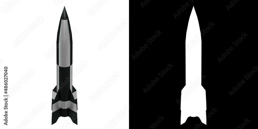3D rendering illustration of a v2 rocket missile 3D rendering illustration of a v2 rocket missile