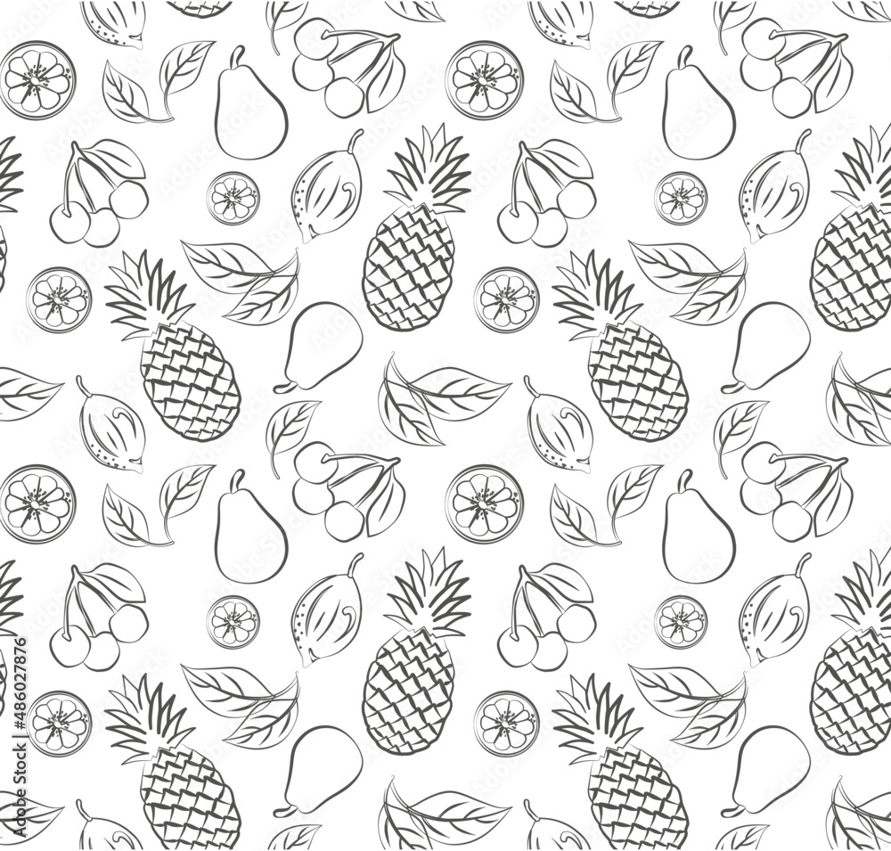 Fototapeta premium seamless pattern with fruits, vector illustration