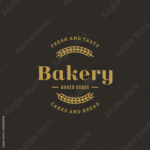 Bakery badge or label retro vector illustration. Ear wheat silhouette for bakehouse.