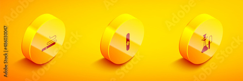 Set Isometric Cigarette, and Hookah icon. Vector