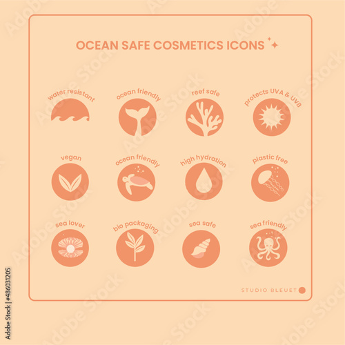 ocean safe cosmetics icons (ID: 486031205)