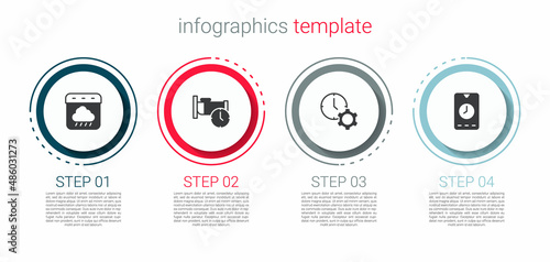 Set Calendar autumn, Time to sleep, management and Alarm clock app mobile. Business infographic template. Vector