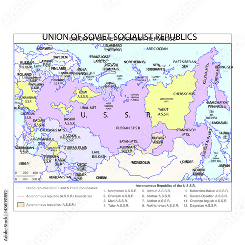 map of USSR, united sovier socialist republic, autonomous republic s of USSR photo