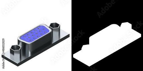 3D rendering illustration of a vga female connector photo