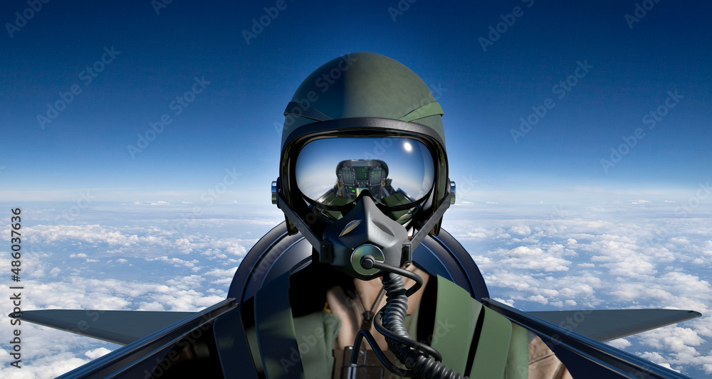 Cockpit view fighter jet helmet - obrazy, fototapety, plakaty 